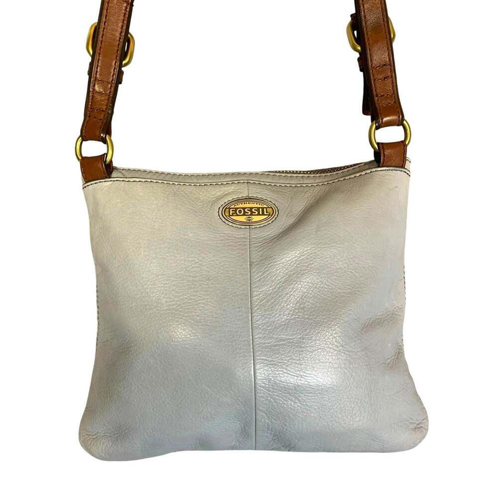 Vintage Y2K Fossil Explorer Crossbody Pale Blue Leather Purse, City Bag, Travel